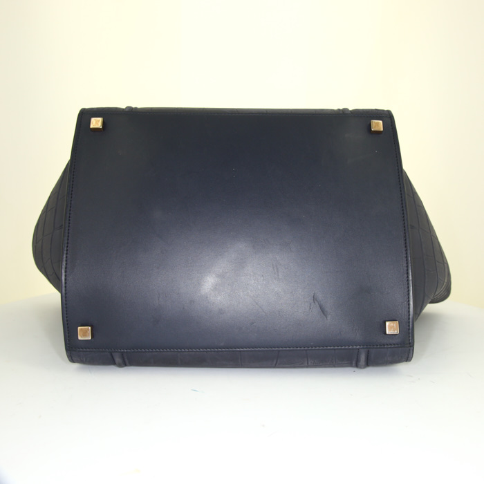 Céline Phantom shopping bag in navy blue leather - Detail D4