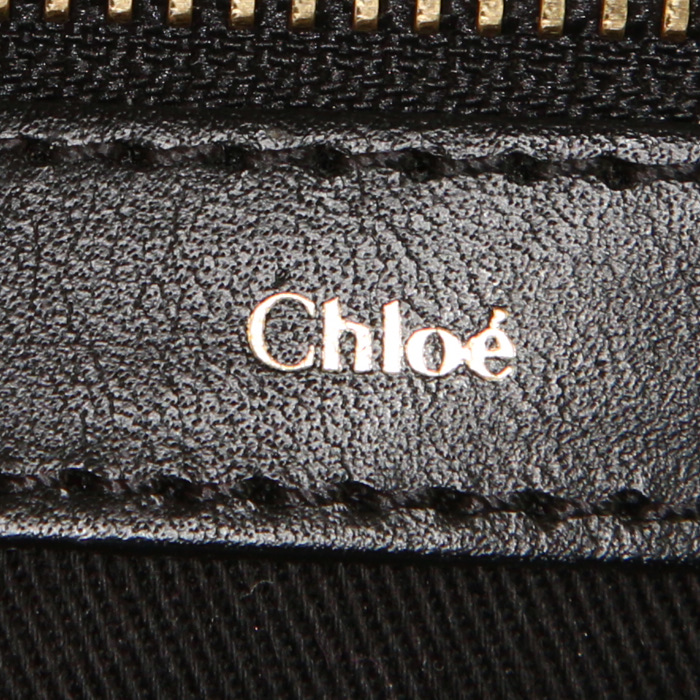 Chloé Alice handbag in black and white bicolor leather - Detail D4