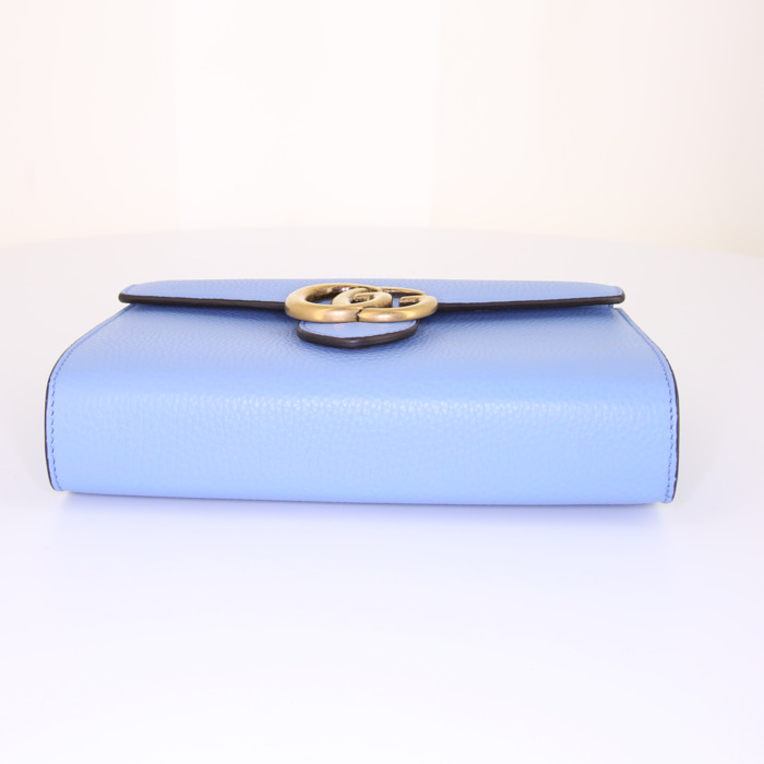 Gucci GG Marmont shoulder bag in blue grained leather - Detail D4