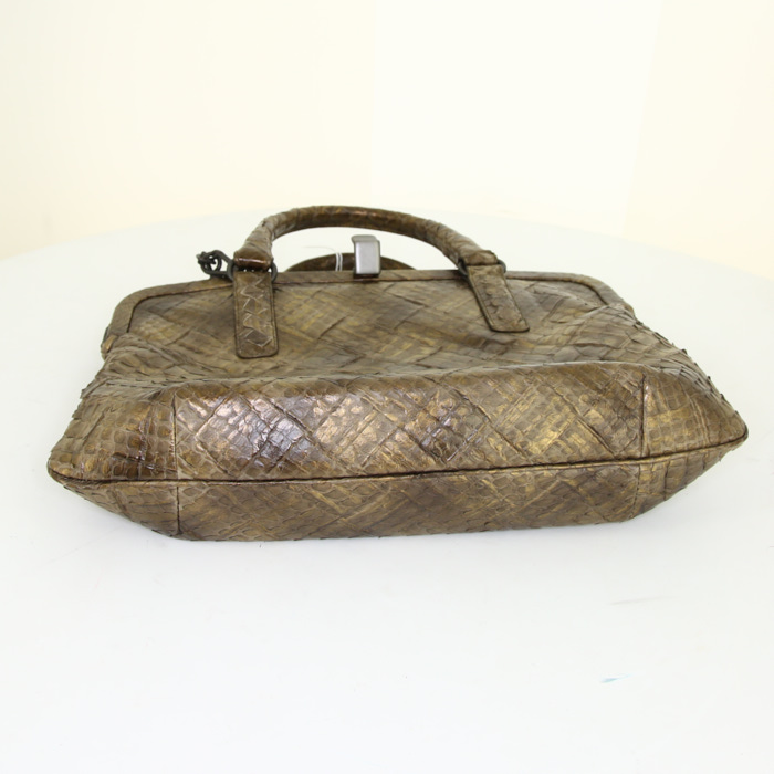 Bottega Veneta handbag in golden brown water snake - Detail D5