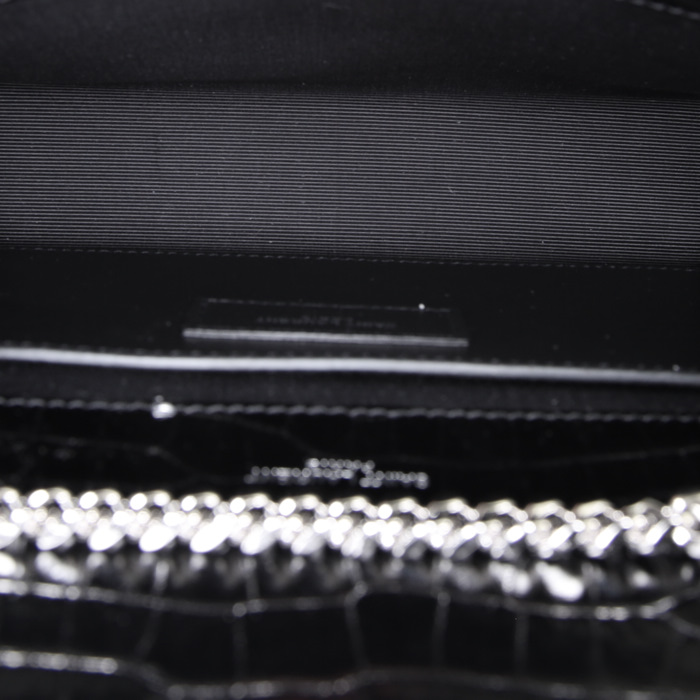Borsa a tracolla Saint Laurent Kate in pelle nera simil coccodrillo - Detail D2