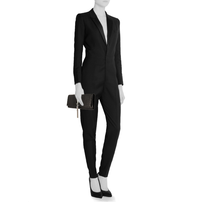 Saint Laurent Kate handbag/clutch in black leather - Detail D1