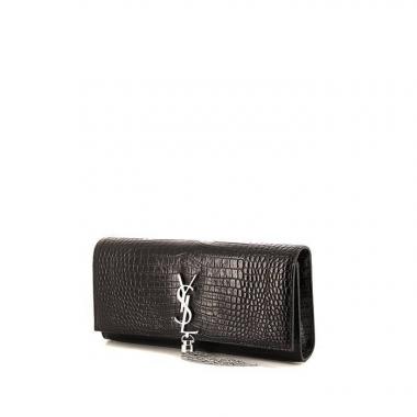 Borsa/pochette Saint Laurent Kate in pelle nera simil coccodrillo