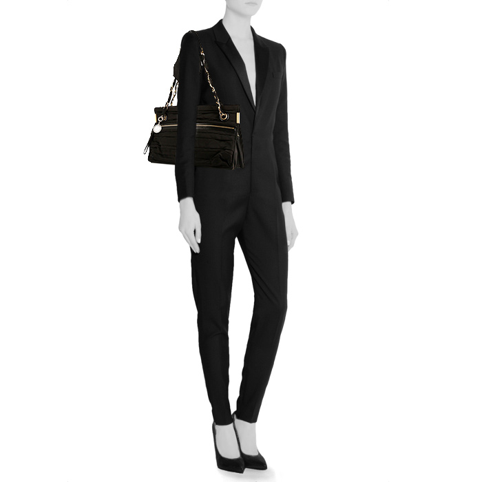 Bolso de mano Lanvin Amalia en lona y cuero negra - Detail D1