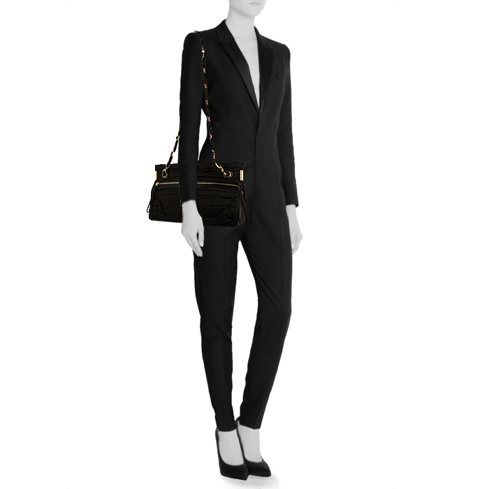 Lanvin Amalia handbag in black canvas and leather - Detail D2