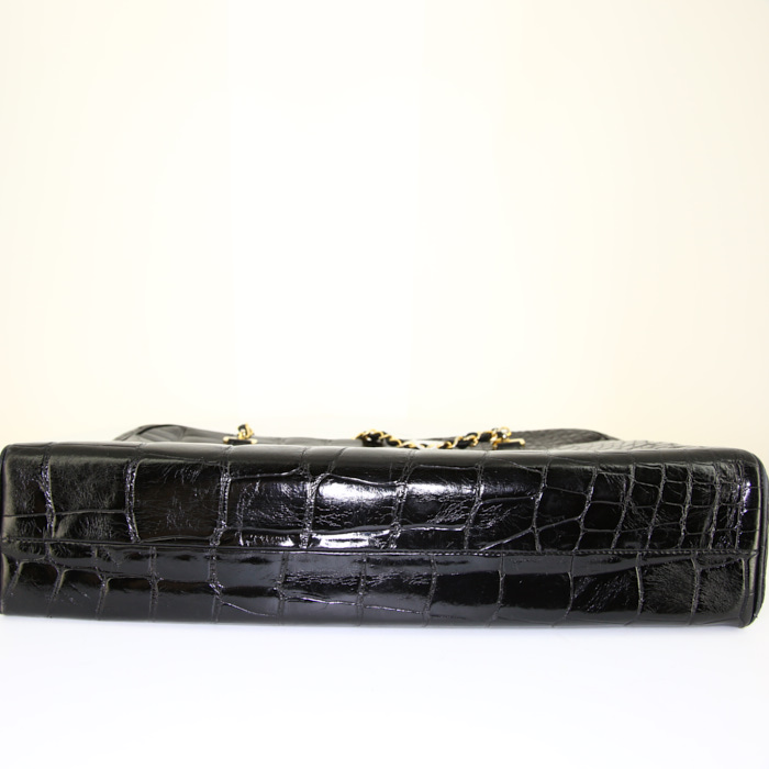 Sac cabas Chanel Grand Shopping en crocodile noir - Detail D4