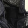 Borsa a spalla Prada in tela con motivo forato e pelle nera - Detail D2 thumbnail