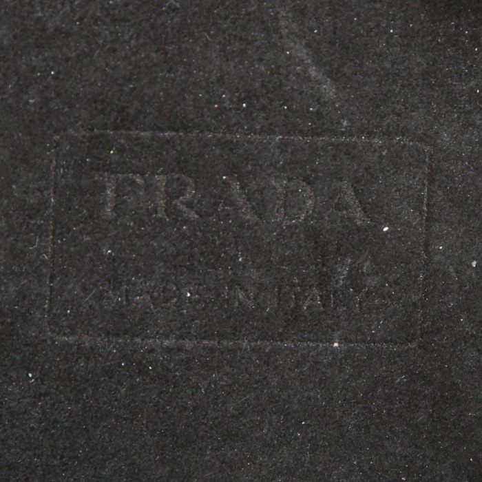 Bolso para llevar al hombro Prada en lona y cuero negro - Detail D3