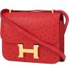 Hermes Constance mini shoulder bag in red Vif ostrich leather - 00pp thumbnail
