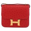 Hermes Constance mini shoulder bag in red Vif ostrich leather - Detail D2 thumbnail