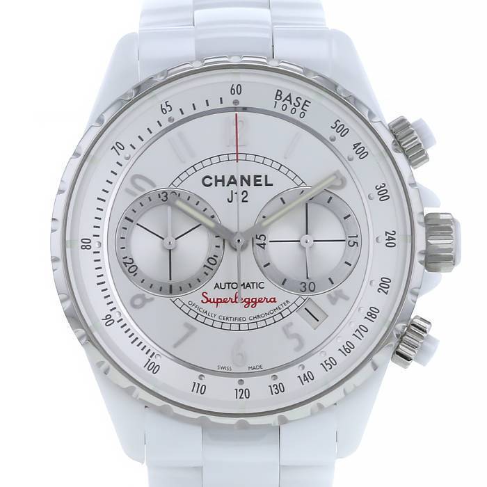 montre chanel j12 superleggera chronographe en céramique blanche ref