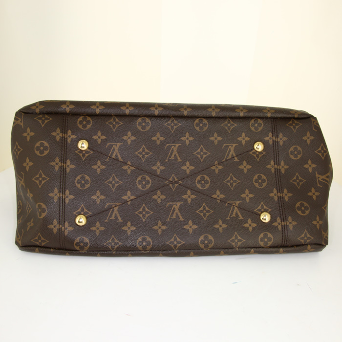 Sac à main Louis Vuitton Artsy moyen modèle en toile monogram marron et cuir naturel - Detail D4