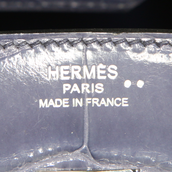 Sac à main Hermes Birkin 25 cm en crocodile niloticus Bleu Brighton - Detail D3