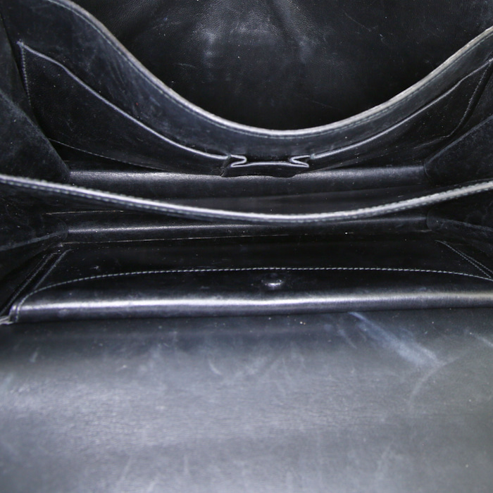 Bolso para llevar al hombro Hermès Fonsbelle en cuero box negro - Detail D2