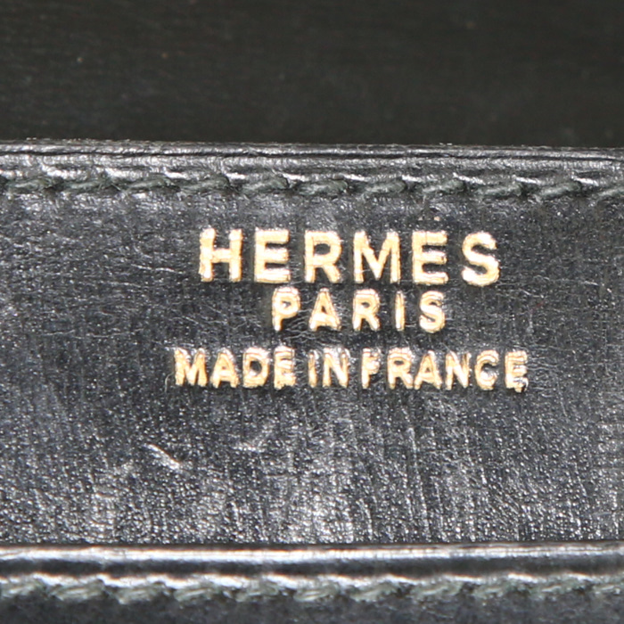 Sac porté épaule Hermès Fonsbelle en cuir box noir - Detail D3