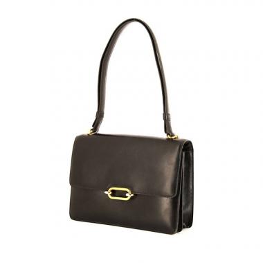 Bolso para llevar al hombro Hermès Fonsbelle en cuero box negro
