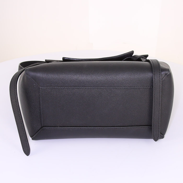 Celine small model handbag in black grained leather - Detail D5