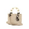 Dior Lady Dior mini shoulder bag in beige canvas and transparent plexiglas - 00pp thumbnail