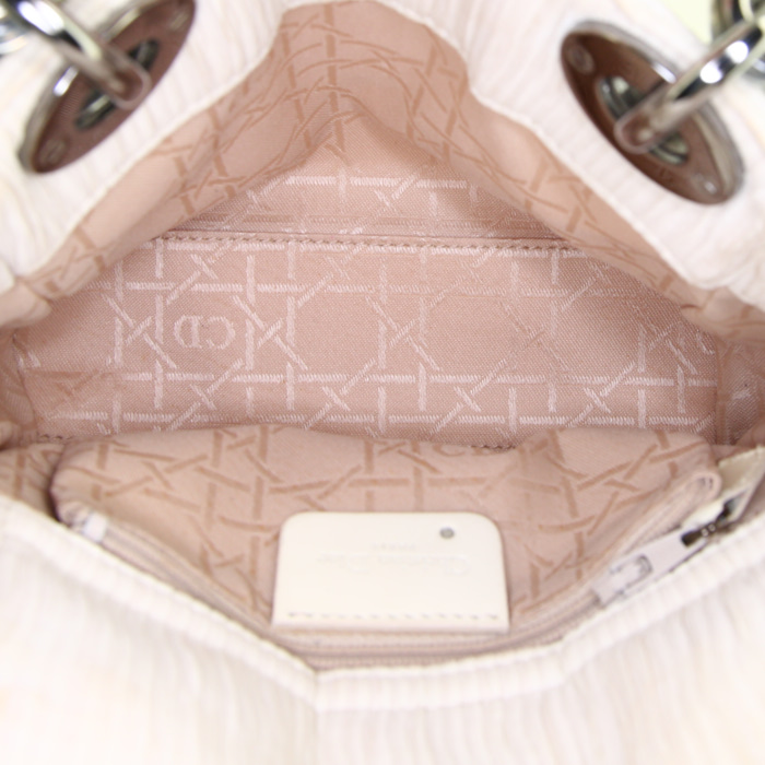 Sac bandoulière Dior Lady Dior mini en toile beige et plexiglas transparent - Detail D3