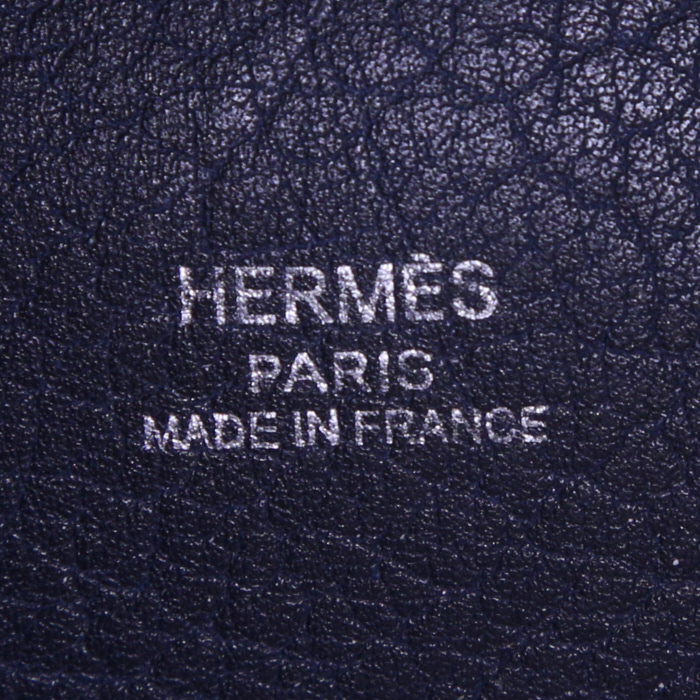 Hermès Matelot small model bag worn on the shoulder or carried in the hand in beige canvas and blue leather - Detail D3