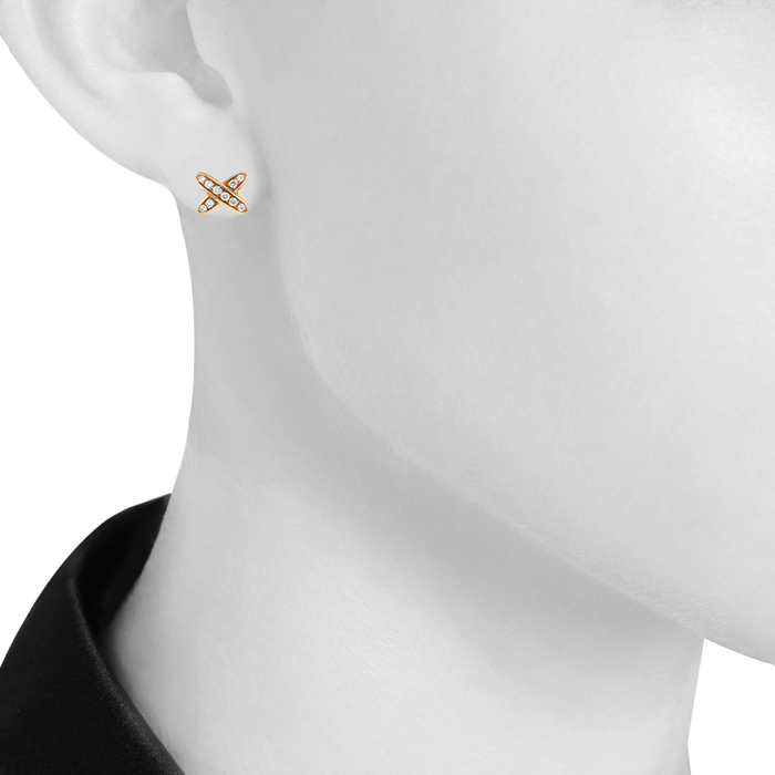 Chaumet Lien earrings in pink gold and diamonds - Detail D1