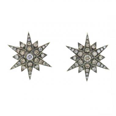 Paire de boucles d'oreilles H. Stern Stars en or jaune,  or noirci et diamants brun