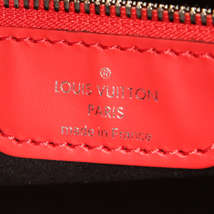Louis Vuitton Keepall 45 cm Editions Limitées Supreme weekend bag in red and white epi leather - Detail D4