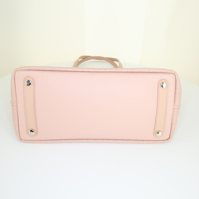 Shopping bag Dior Panarea in tela cannage rosa polvere - Detail D4