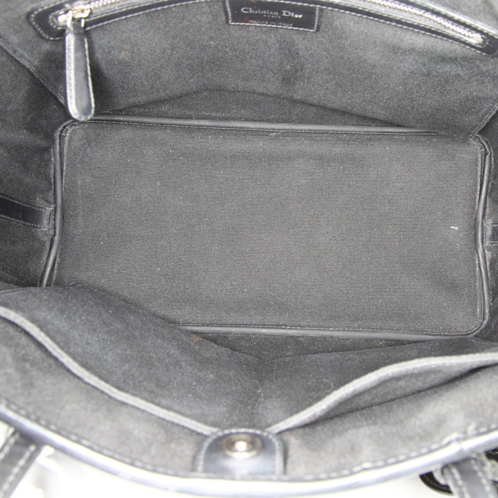 Shopping bag Dior Panarea in tela cannage nera e pelle nera - Detail D2