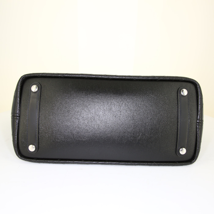 Bolso Cabás Dior Panarea en lona cannage negra y cuero negro - Detail D4