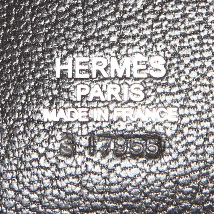 Sac porté épaule ou main Hermès Rugby - Top en cuir Evergrain marron ébène - Detail D3