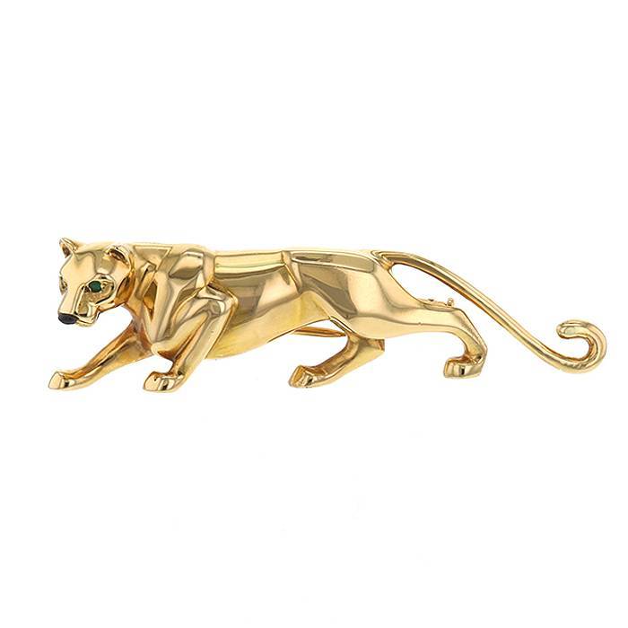Spilla-ciondolo Cartier Panthère in oro giallo,  onice e smeraldo