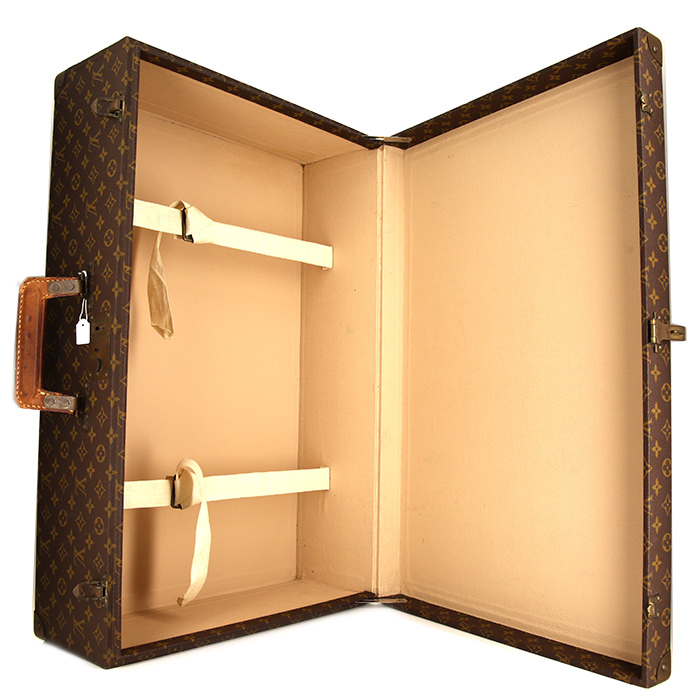 Valigia rigida Louis Vuitton Alzer 70 in tela monogram marrone e pelle naturale - Detail D3