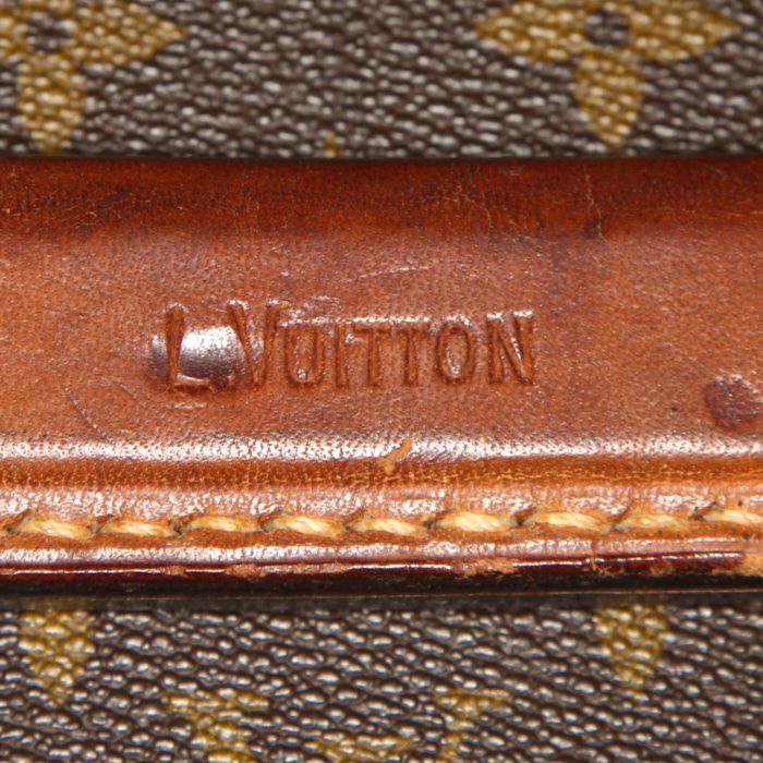 Valise rigide Louis Vuitton Alzer 70 en toile monogram marron et cuir naturel - Detail D4