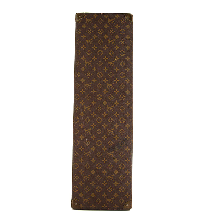Valise rigide Louis Vuitton Alzer 70 en toile monogram marron et cuir naturel - Detail D5