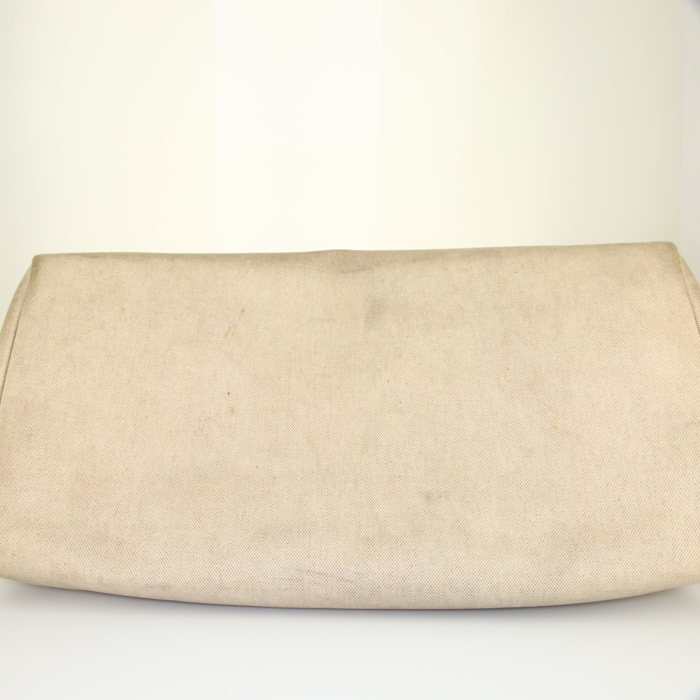 Bolsa de viaje Hermes Herbag en lona beige y cuero natural - Detail D5