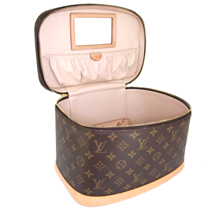 Louis Vuitton Nice vanity case in brown monogram canvas and natural leather - Detail D4