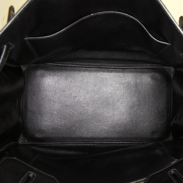 Sac à main Hermes Birkin 35 cm en cuir Swift noir - Detail D2