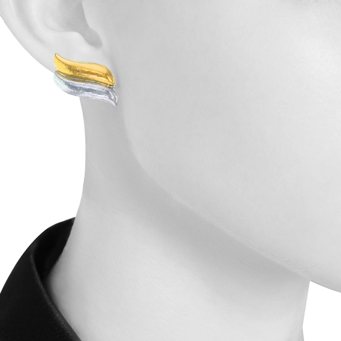 Zolotas earrings in 22 carats yellow gold and silver - Detail D1