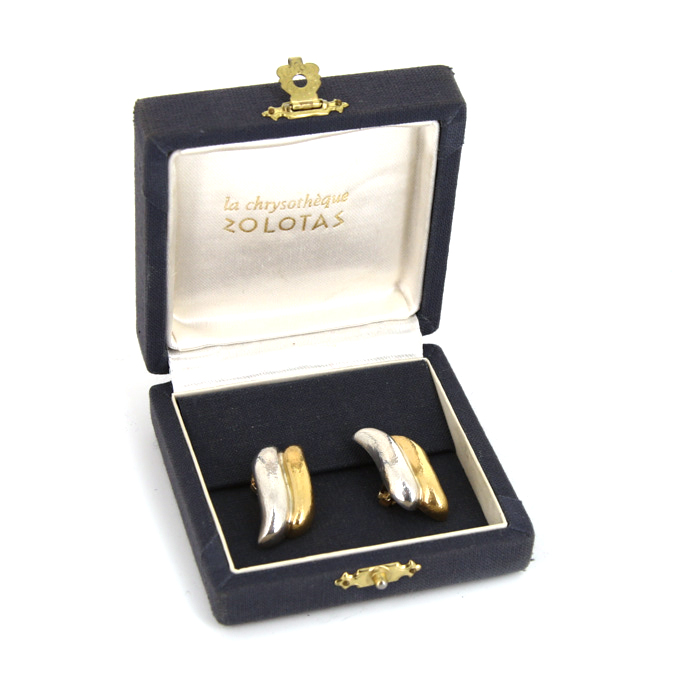 Zolotas earrings in 22 carats yellow gold and silver - Detail D2