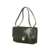 Hermès Cocarde bag worn on the shoulder or carried in the hand in green and black crocodile - 00pp thumbnail