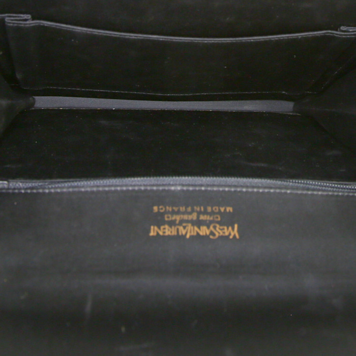 Borsa a tracolla Saint Laurent Vintage in tela nera ricamata con perle e velluto nero - Detail D2
