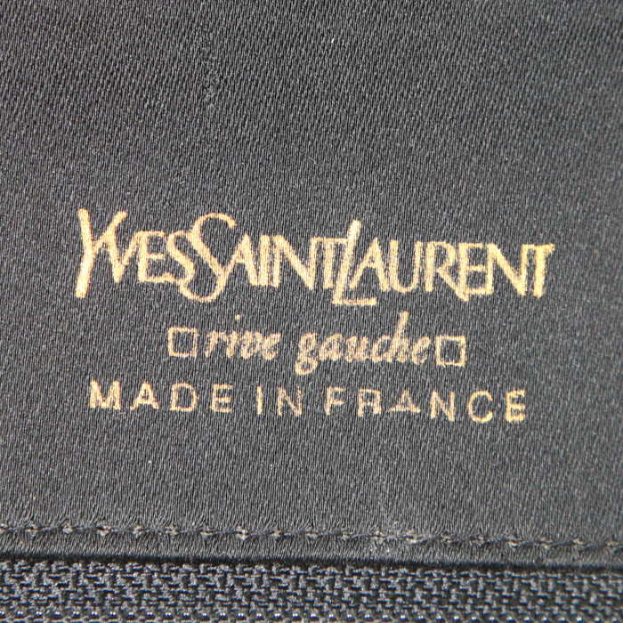 Borsa a tracolla Saint Laurent Vintage in tela nera ricamata con perle e velluto nero - Detail D3