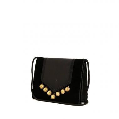 Bolso bandolera Saint Laurent Vintage en lona negra y terciopelo negro