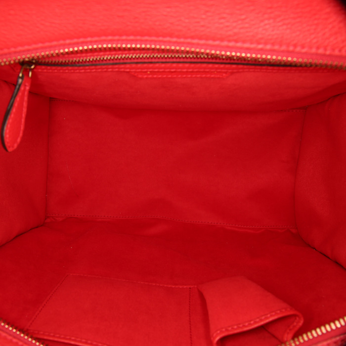 Bolso de mano Celine Luggage modelo grande en cuero granulado rojo - Detail D2