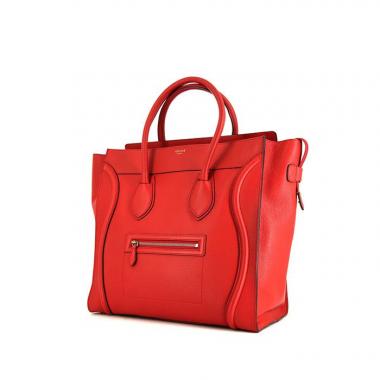 Borsa Celine Luggage modello grande in pelle martellata rossa
