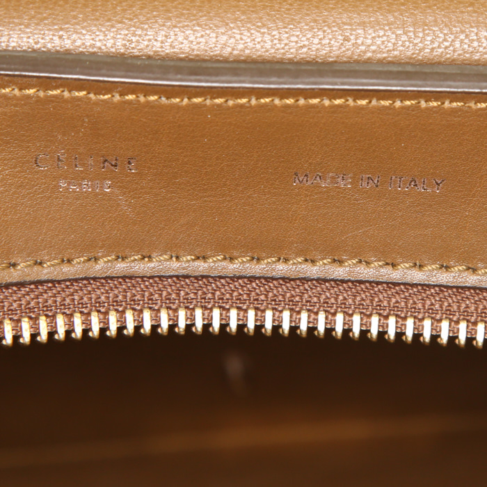 Bolso de mano Celine Trapeze modelo grande en cuero blanco y marrón y ante rojo - Detail D3