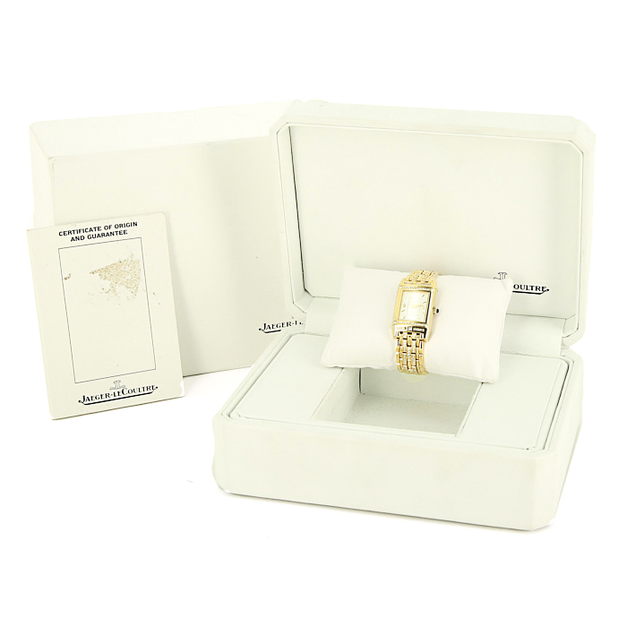 Montre Jaeger Lecoultre Reverso en or jaune 18k et diamanté Ref :  265.1.86 Vers  1998 - Detail D3