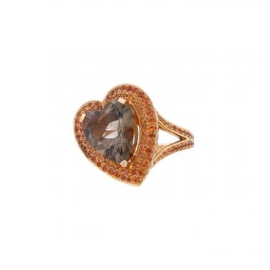 Mauboussin Subtile Raison ring in pink gold,  smoked quartz and colored stones and in smoked quartz