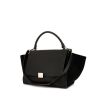 Celine Trapeze medium model handbag in black grained leather and black suede - 00pp thumbnail